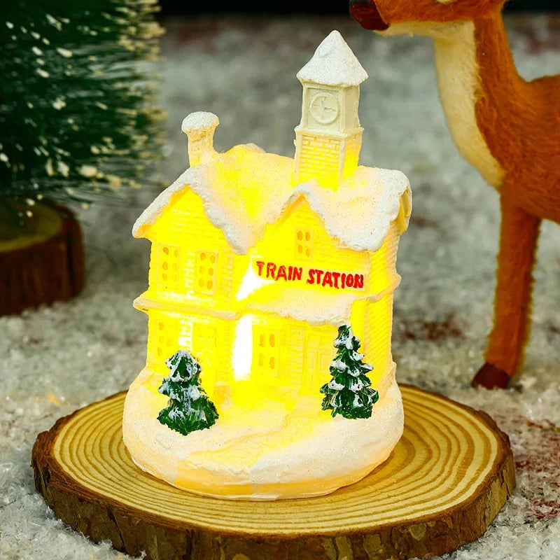 Christmas Village Ceramic Glitter Integrated LED