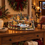 Christmas Village Decoration Animated Train Lighted Musical Scene