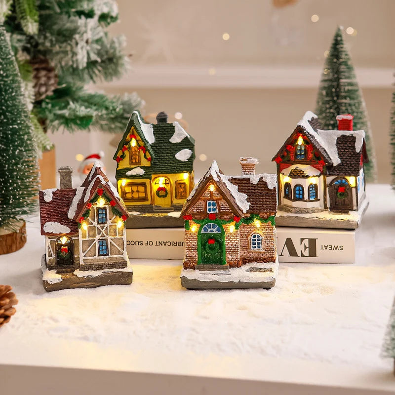 Christmas Village Decoration Built-In Lights Detailed Design