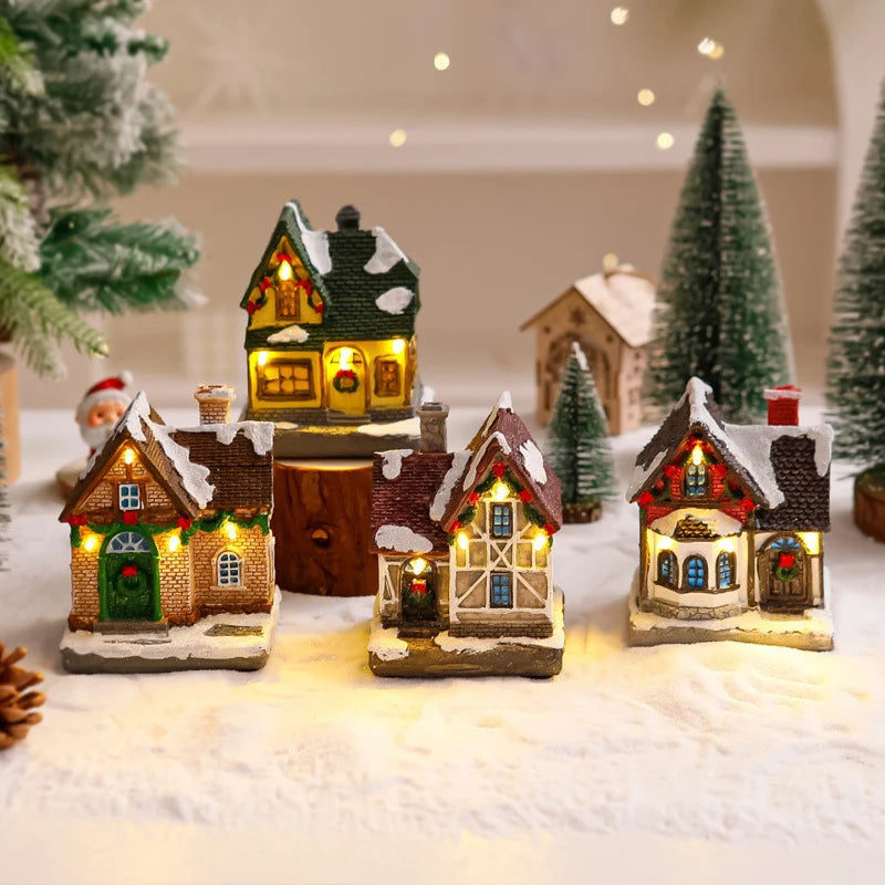 Christmas Village Decoration Built-In Lights Detailed Design