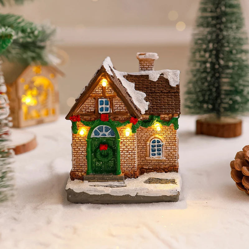 Christmas Village Decoration Built-In Lights Detailed Design