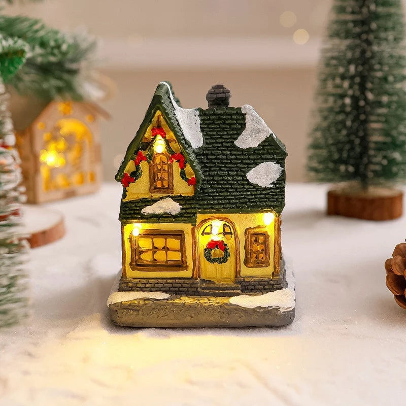 Christmas Village Decoration Built-In Lights Detailed Design
