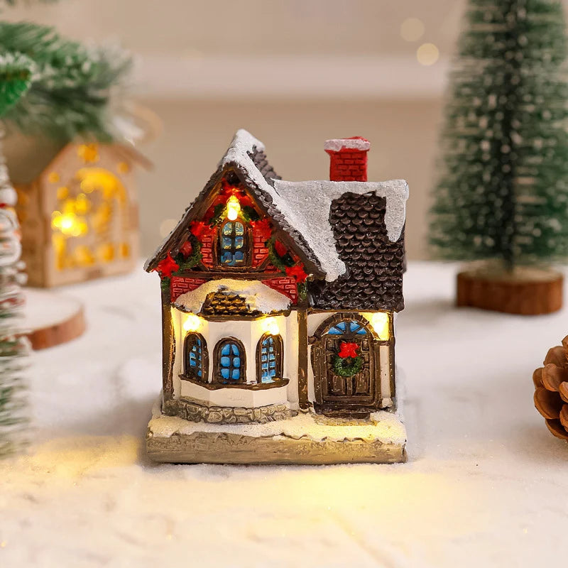 Christmas Village Decoration Built-In Lights Detailed Design