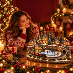 Christmas Village Decoration Moving Train Warm Lights
