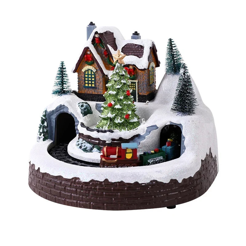 Christmas Village Figurine Integrated LED Snow-Covered Roofs