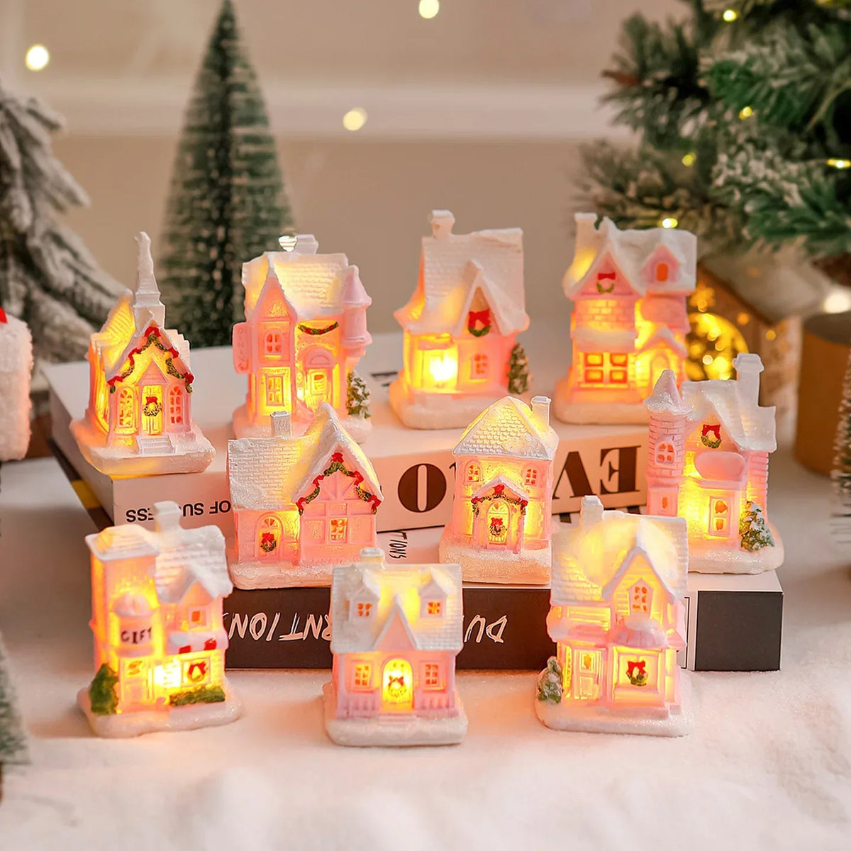 Christmas Village House Integrated LED Frosted Ceramic Plastic