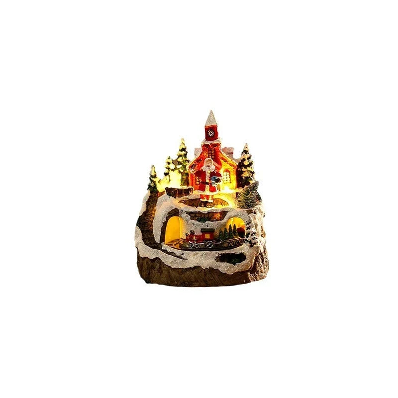 Christmas Village Scene Handcrafted Illuminated Centerpiece