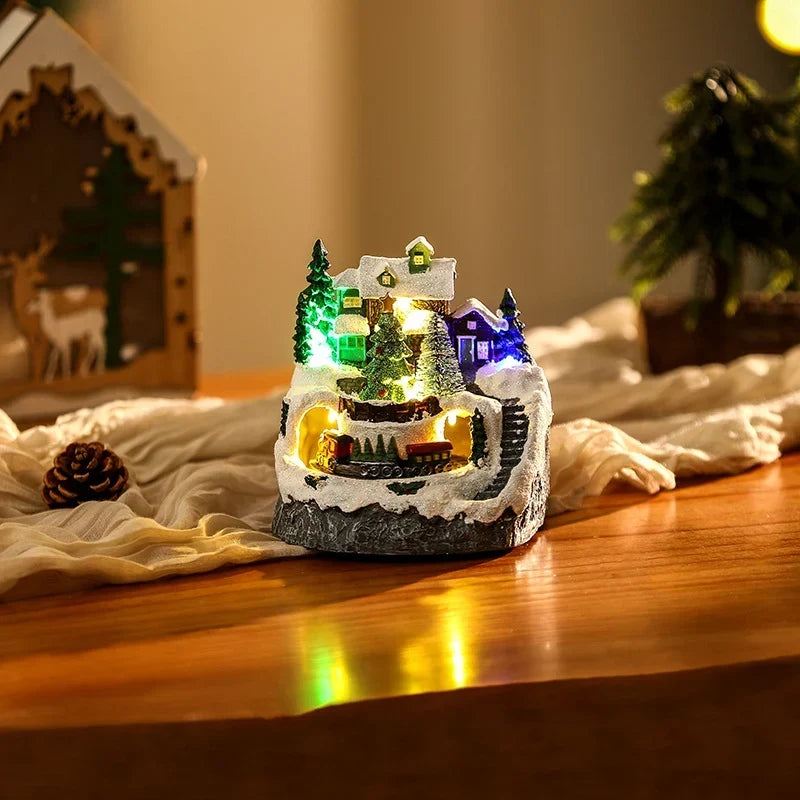 Christmas Village Scene Handcrafted Illuminated Centerpiece
