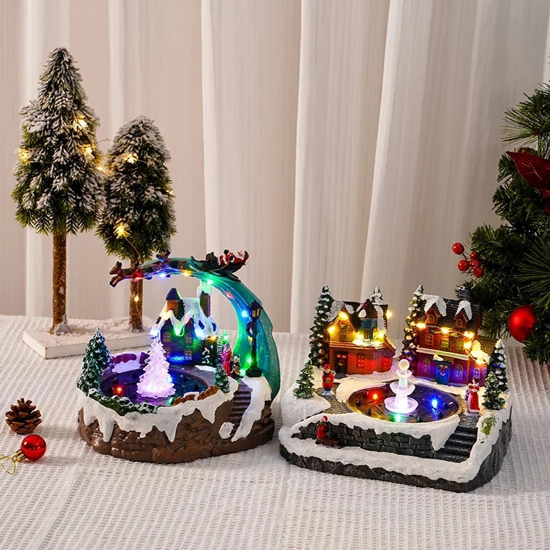 Christmas Village Tabletop Multicolored LED Moving Fountain