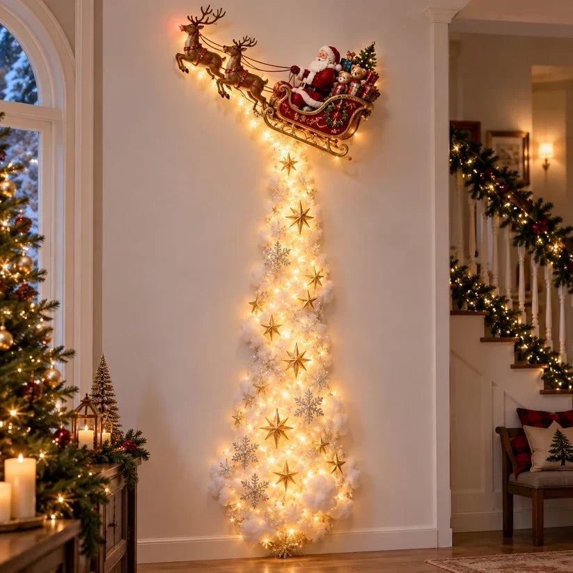 Christmas Wall Decoration Cascading Warm Golden Lights