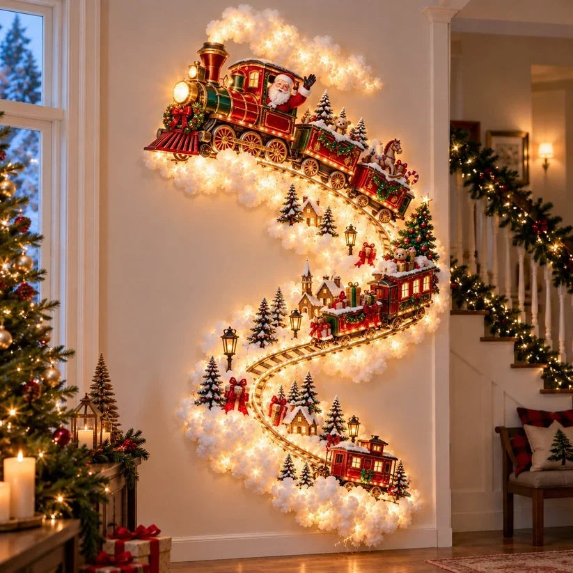 Christmas Wall Decoration Cascading Warm Golden Lights