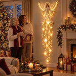 Christmas Wall Light Angel With Warm White Glow & Cascading Stars