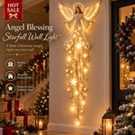 Christmas Wall Light Angel With Warm White Glow & Cascading Stars
