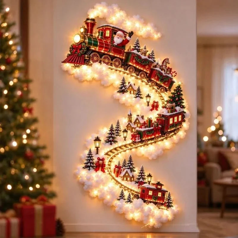 Christmas Wall Light LED Festive Glow Santa Train Design
