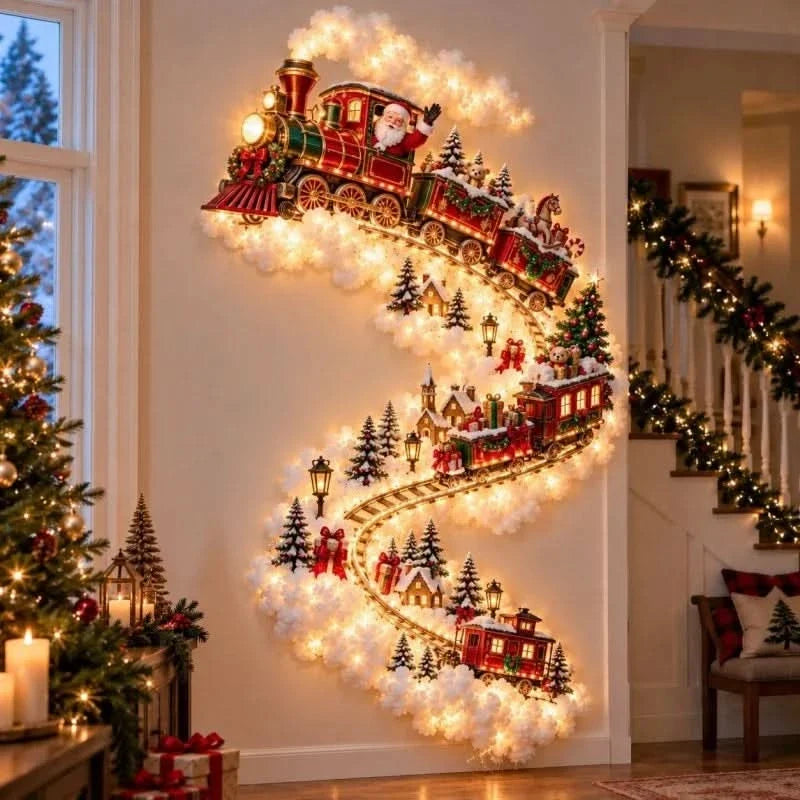 Christmas Wall Light LED Festive Glow Santa Train Design