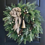 Christmas Wreath Artificial Greenery Pinecones Weather-Resistant Indoor Outdoor