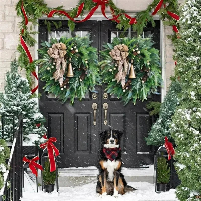 Christmas Wreath Artificial Greenery Pinecones Weather-Resistant Indoor Outdoor