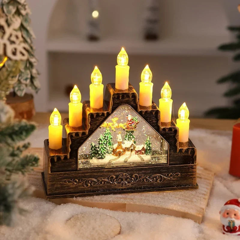 Christmas Wreath Energy-Saving LED Lights & Glitter Figurines