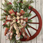 Christmas Wreath Faux Evergreens Florals & Red Accents