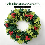 Christmas Wreath Felt Holly Leaves Red Berries 45 cm