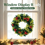 Christmas Wreath Felt Holly Leaves Red Berries 45 cm