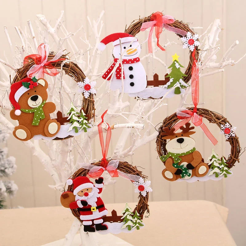 Christmas Wreath Felt Snowman Natural Twigs Indoor & Outdoor
