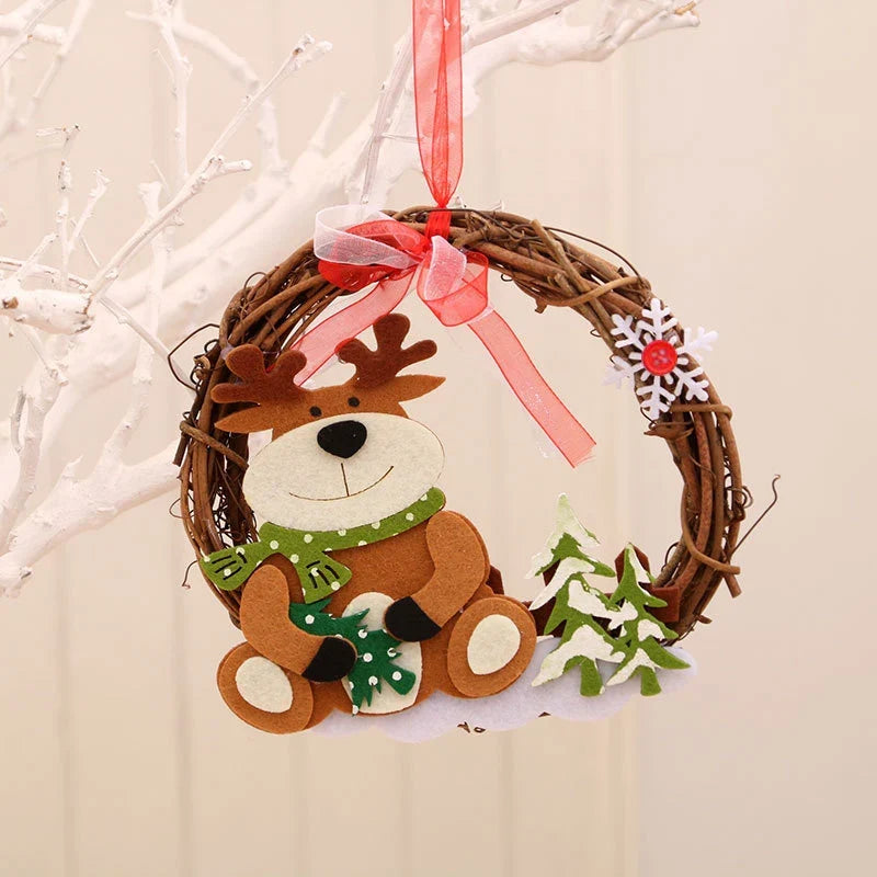 Christmas Wreath Felt Snowman Natural Twigs Indoor & Outdoor