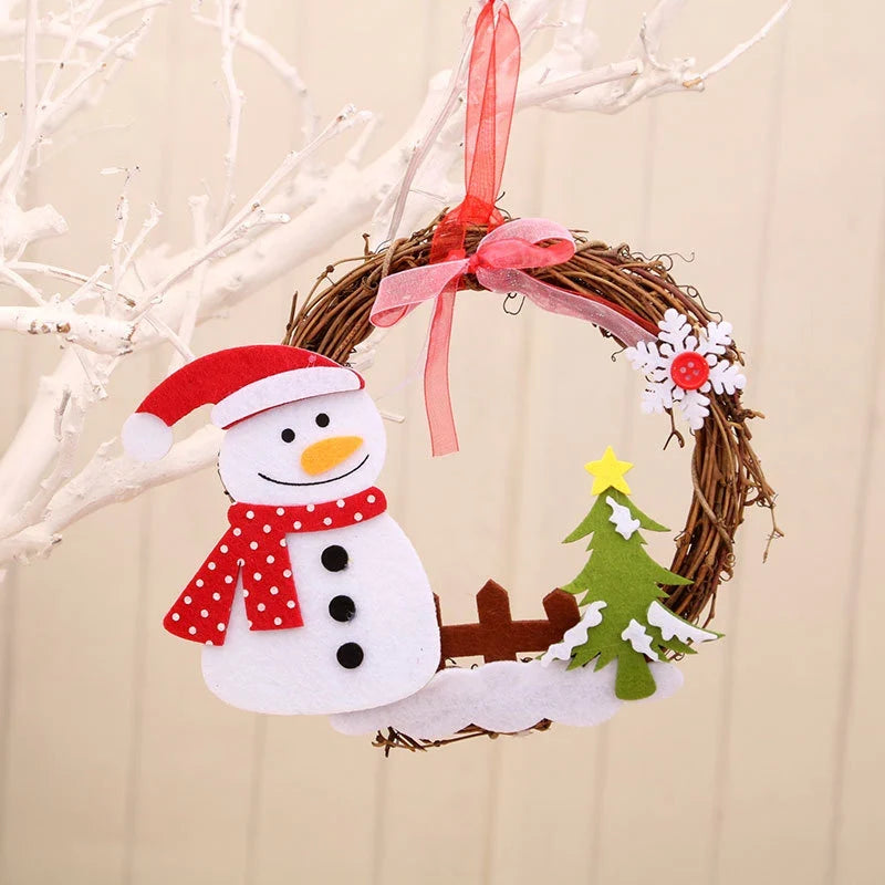 Christmas Wreath Felt Snowman Natural Twigs Indoor & Outdoor