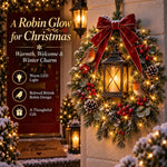 Christmas Wreath Illuminated Lantern & Robin Design