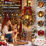 Christmas Wreath Illuminated Lantern & Robin Design