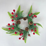 Christmas Wreath Pine Cones & Red Berries Weather-Resistant