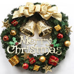 Christmas Wreath Red Bow & Gold Ornaments Ready To Hang