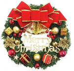 Christmas Wreath Red Bow & Gold Ornaments Ready To Hang