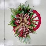 Christmas Wreath Rustic Faux Evergreens & Florals 24 Inch