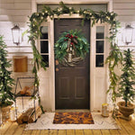Christmas Wreath Vine Base Golden Bells Pinecones 17 Inch Indoor Outdoor