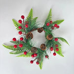 Christmas Wreath Weather-Resistant Natural Pine Cones & Red Berries