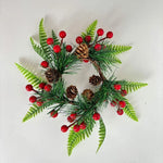 Christmas Wreath Weather-Resistant Natural Pine Cones & Red Berries
