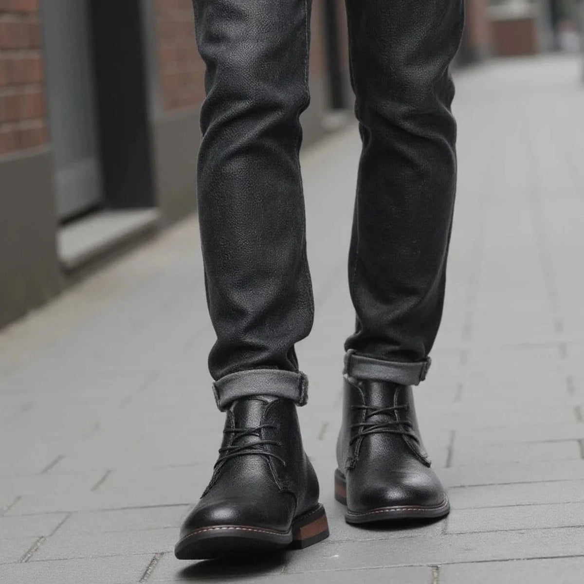 Chukka Boots Pebbled Leather Cushioned Insole Rubber Sole
