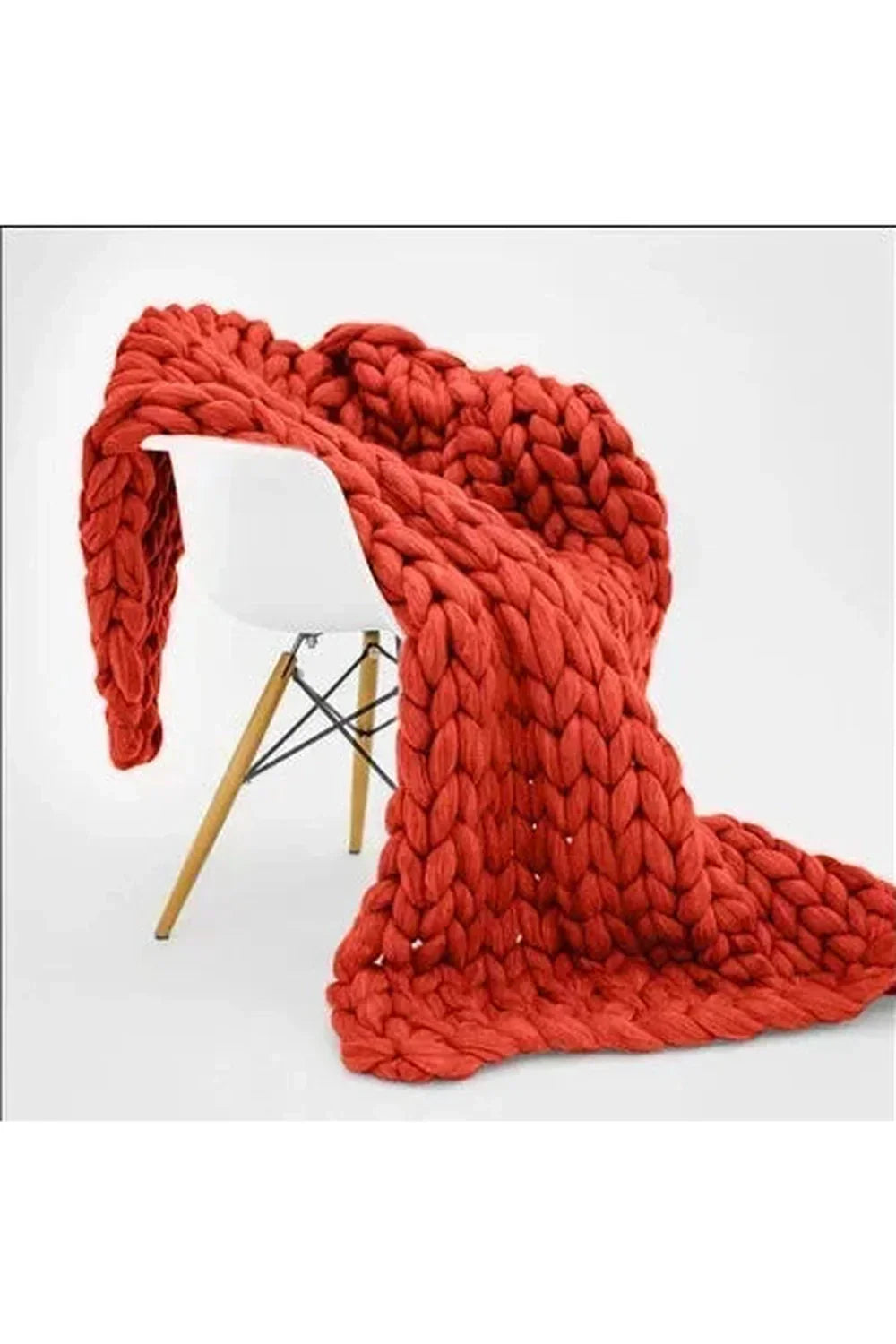 Chunky Knit Blanket Soft Polyester Dense Braided