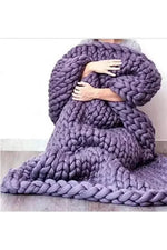Chunky Knit Blanket Soft Polyester Dense Braided