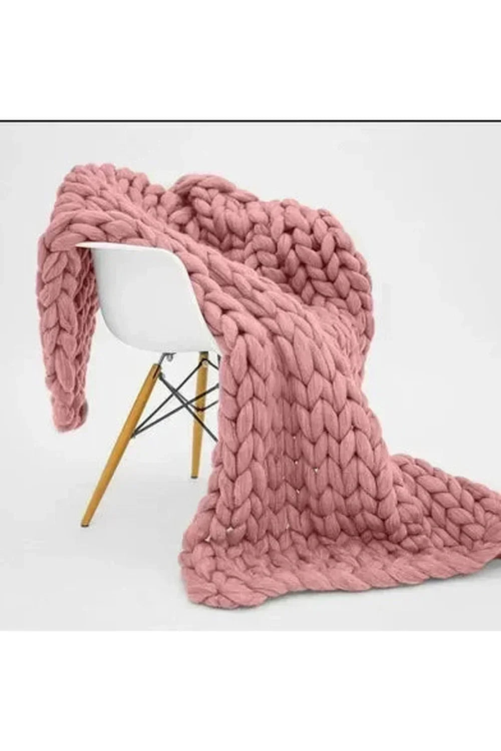 Chunky Knit Blanket Soft Polyester Dense Braided