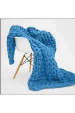Chunky Knit Blanket Soft Polyester Dense Braided