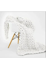 Chunky Knit Blanket Soft Polyester Dense Braided