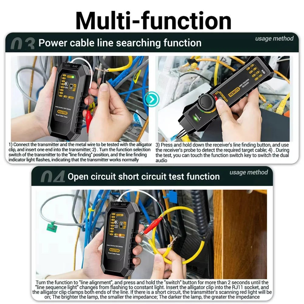 Circuit Breaker Finder & Cable Tester Dual-Signal Polarity LED Flashlight