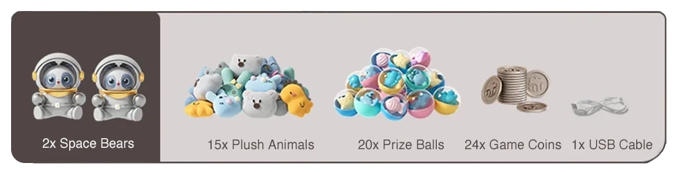 Claw Machine Tabletop Arcade Game With Plush Prizes & Coins