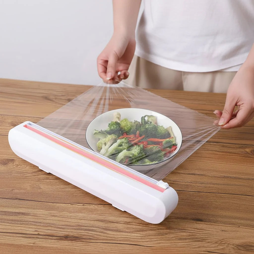 Cling Film Dispenser Integrated Cutter Reusable Fits Film & Foil Rolls