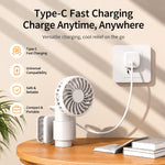 Clip-On Fan USB Rechargeable 3-Speed 90 Degree Tilt