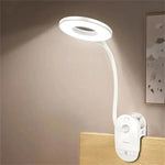 Clip-On Reading Lamp Dimmable Adjustable Neck USB-Powered