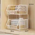 Closet Basket Organizer Stackable 3-Tier Open-Front Steel Wire