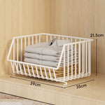 Closet Basket Organizer Stackable 3-Tier Open-Front Steel Wire